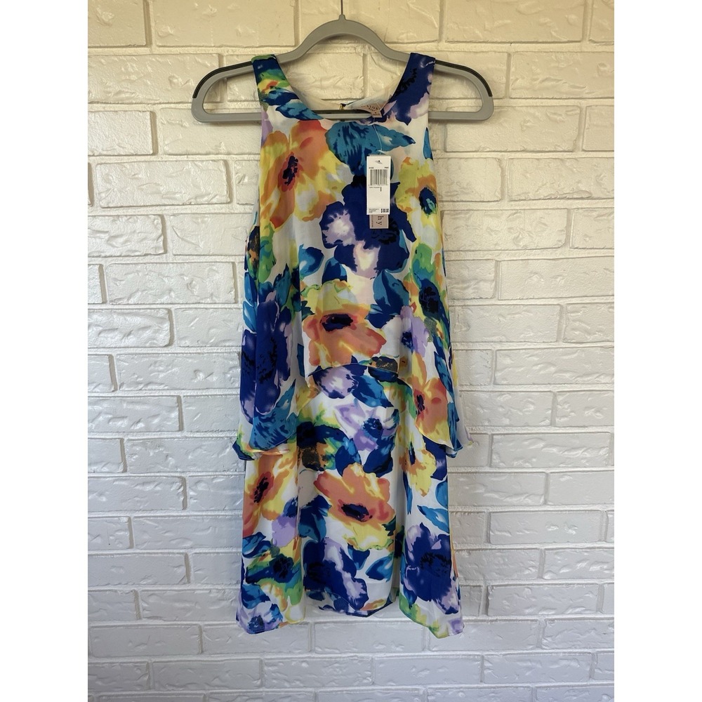 Philosophy Dress Sz 8 Floral Chiffon Layered Dress NWT $88 Spring Wedding Guest
